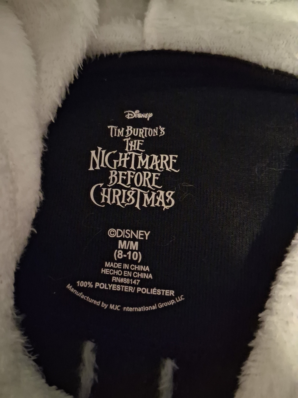 Disney Black and White Jack Skellington Plush Pullover Hoodie - Picture 2 of 2